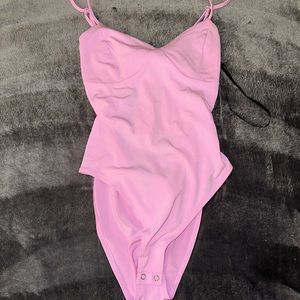 pink bodysuit with back cutout